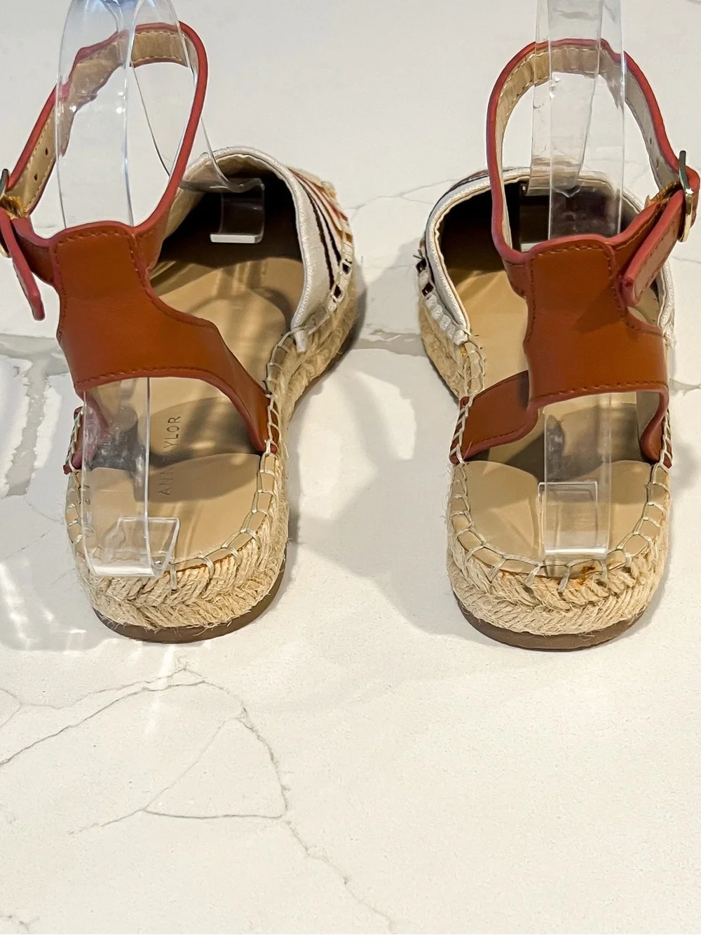 Ann Taylor Isabella Embroidered Linen Espadrille Sandals Multi Zebra Stripe Sz 6
